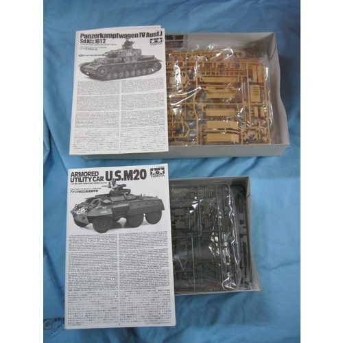 257 - A pair of Tamiya model kits comprising #234 US M20 Armoured Utility Car and #181 Panzerkampfwagen IV... 