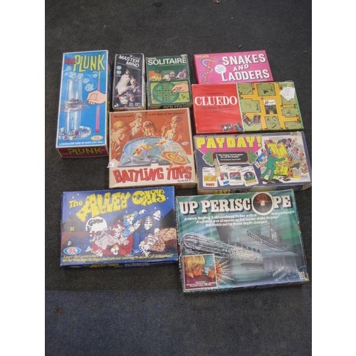 103 - Nine boxed vintage board games including Ker Plunk, Up Periscope, Cluedo, Mastermind and Battling To... 