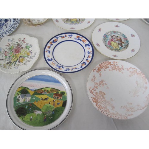 56 - About twelve decorative plates (including Poole and Royal Doulton valentine), a Crown Devon trinket ... 