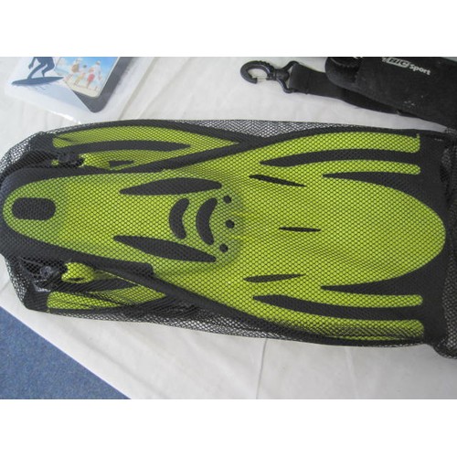 135 - A selection of Watersports equipment to include: 40/50ltr kayak Bic drybag, typhoon T jet fins/NEW a... 