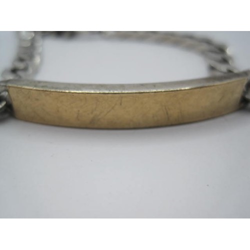 194 - Heavy Silver ID Bracelet marked 'Steve' with gilt finish to nameplate