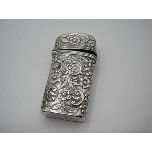 171 - A beautifully decorated sterling silver needle case with floreat repousse decor, hallmarked for Birm... 