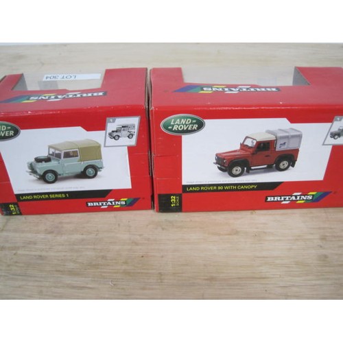 304 - Two Britains 1/32 scale models of Land Rovers in original boxes - 42732 Land Rover 90 with canopy (s... 