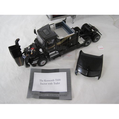 309 - Franklin Mint Precision Models 1997 Kenworth T600 tractor and trailer, with labels and certificate o... 