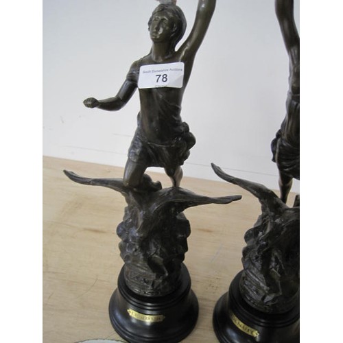 78 - Spelter 'Day and Night' Statutes (one a/f)