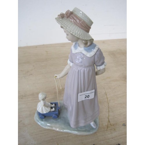 20 - Lladro Girl pulling wagon 5044