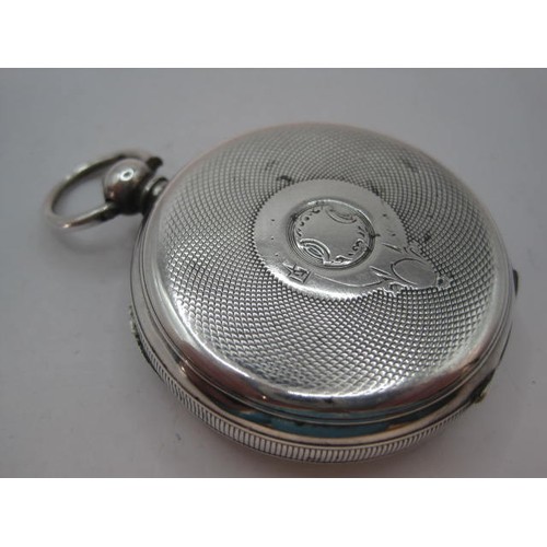 91 - 935 Silver open face pocket watch, the dial signed John Myers & Co Swiss Made, Roman chapter and sub... 