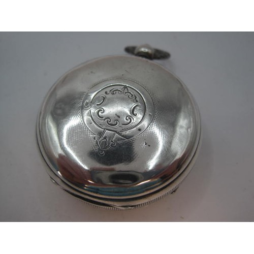 92 - A large silver open face pocket watch, the dial with silver hands and distinctively thick Roman nume... 