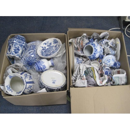 163 - Two large boxes of Blue and White China