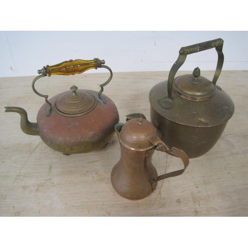 64 - Two Copper Kettles and a Coffee Pot