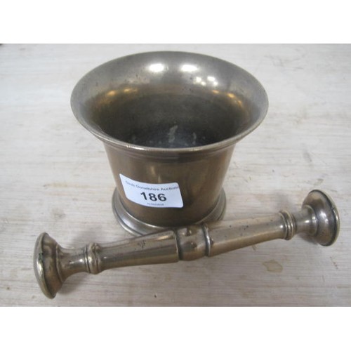 186 - Heavy Brass Mortar and Pestle