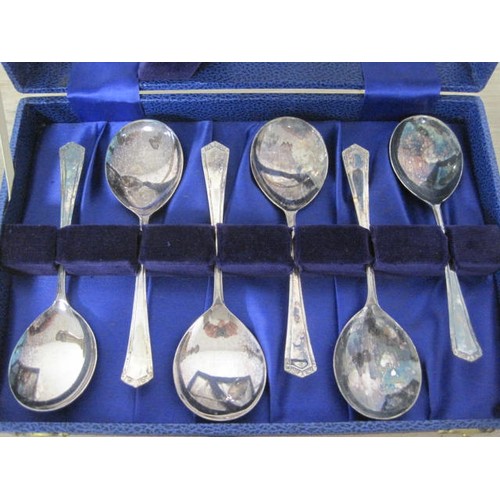 109 - A selection of Silver plate to include two candle sticks several small cutlery items including a pro... 