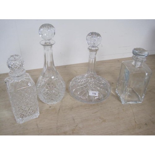 119 - A series of decanters including a ships decanter all as per pictures