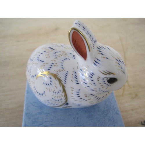 202 - Royal Crown Derby Bunny with gold stopper.  Exclusive to the Royal Crown Derby Collectors Guild.  No... 