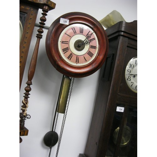 128 - Victorian Double weight post office wall clock with enamelled