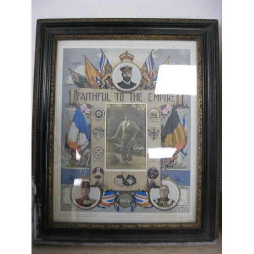 233 - A WW1 Faithful to the Empire certificate in its period frame. Having a photograph to the centre and ... 