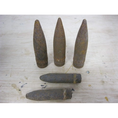 235 - Five WW1 Somme battlefield artillery shell finds. 11.5cms