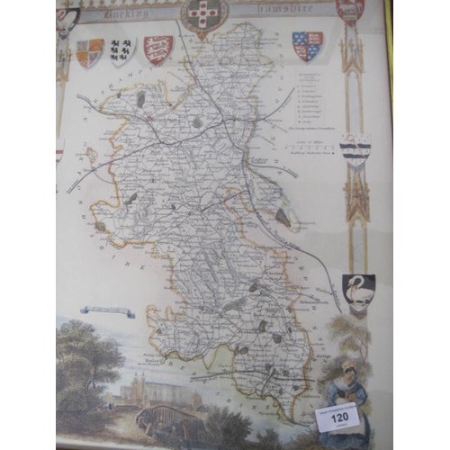 120 - A selection of framed prints to include two maps  Dorsetshire and Hampshire along with a Pears soap ... 