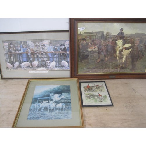 121 - Four framed and glazed prints all based around a country life theme or animal life