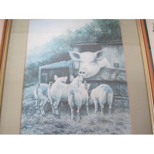 121 - Four framed and glazed prints all based around a country life theme or animal life