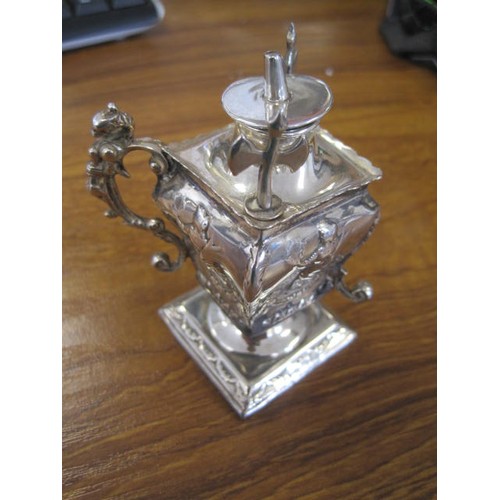 12 - A decorative sterling silver table cigar lighter with tools, a/f to one handle (missing completely),... 