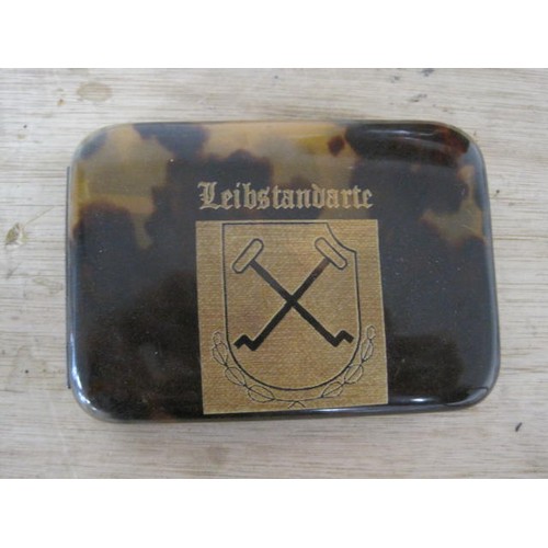 232 - 3 vintage cigarette cases, one in tortoiseshell finish with the 'Liebstandarte' crossed keys of the ... 