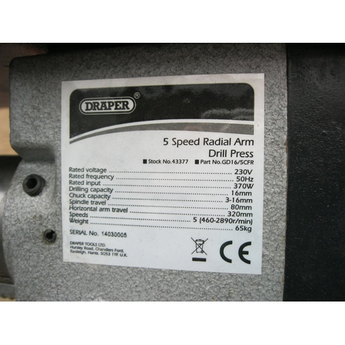 12 - A Draper Radial Pillar Drill in excellent condition, very little use, complete and in working order