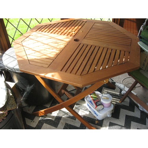 2 - A teak set of garden furniture in excellent order, with green & white detachable cushions also in go... 