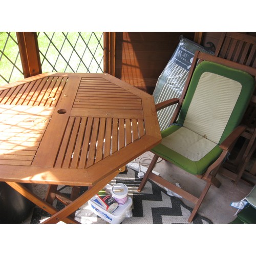 2 - A teak set of garden furniture in excellent order, with green & white detachable cushions also in go... 