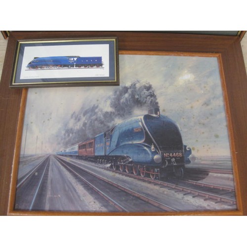 161 - Three railway prints - (1) after Barry J Freeman, 'Crossing at Corfe Castle', framed and glazed, ove... 