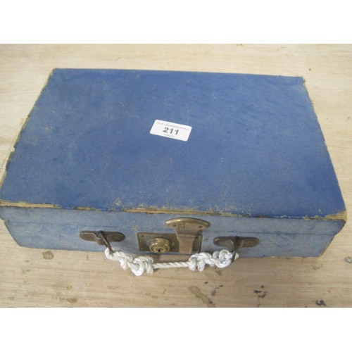 211 - A vintage stationary case in decent order containing a selection of interesting items including an A... 