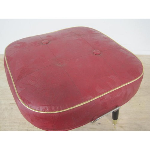 7 - Mid-century Red Vinyl Footstool