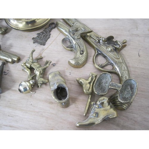 108 - Brass and metal ware, an assortment including two model keys (one with Dorset Council presentation t... 