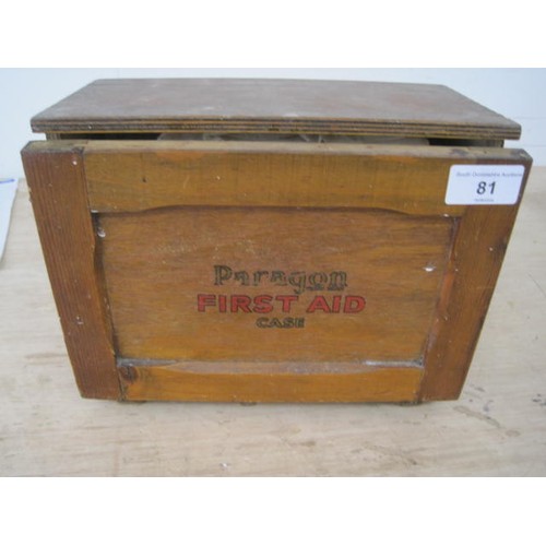 81 - Wall-mounting Paragon First Aid cabinet, with some contents dating from 1950s/60s and some more rece... 