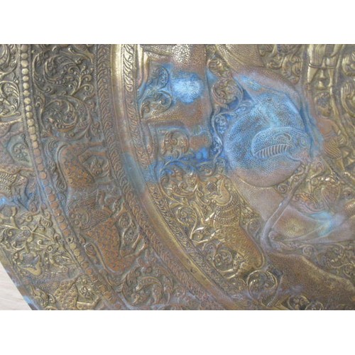 207 - Large Brass Indian Circular Tray 82cm diameter