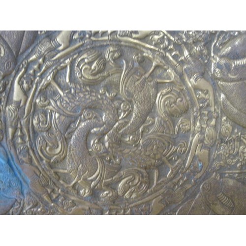 207 - Large Brass Indian Circular Tray 82cm diameter