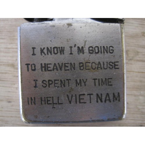 141 - A Vietnam war US manufactured Zippo lighter, a/f to cap, marked for Platoon Sergeant (PSG-E7) Stanle... 