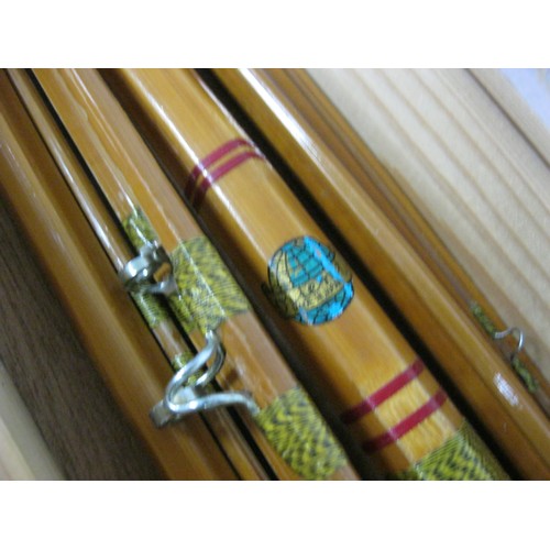 124 - Sea fishing rods and tackle - a mixed lot including two Orient cane rod handles and seven extensions... 