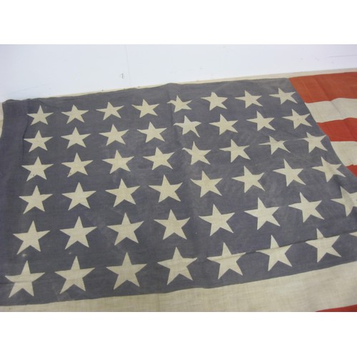 142 - United States of America Stars and Stripes printed cotton flag (forty-eight States), WW2 era, about ... 