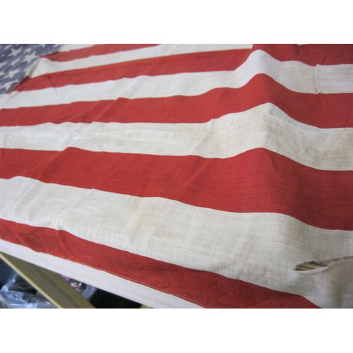 142 - United States of America Stars and Stripes printed cotton flag (forty-eight States), WW2 era, about ... 