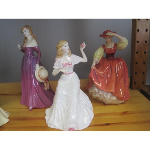 225 - Five Royal Doulton ladies - The Open Road HN 4161, Buttercup HN 2399, Anna HN 4095, Melissa HN 3885,... 