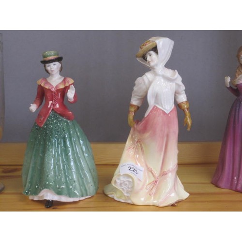 225 - Five Royal Doulton ladies - The Open Road HN 4161, Buttercup HN 2399, Anna HN 4095, Melissa HN 3885,... 