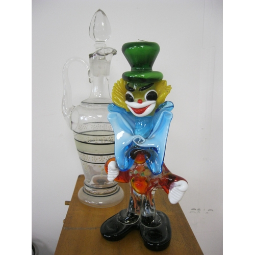 320 - A Murano clown figure in good order plus a glass jug