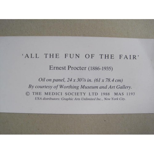 142 - A large and decorative Medici Society colour print 'All the fun of the fair' after Ernest Procter, f... 