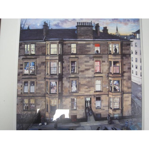 141 - After Avril Paton - reproduction colour print 'Neighbours', framed and glazed, overall 73cm x 67cm