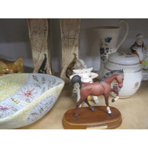 187 - Assorted ceramics - two Just Cats & Co pottery ginger cats, a figure of a horse, a pair of vases, a ... 