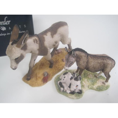 13 - Border Fine Arts resin figure of donkey signed Anne Wall 1979 KR, and Border Fine Arts resin group '... 