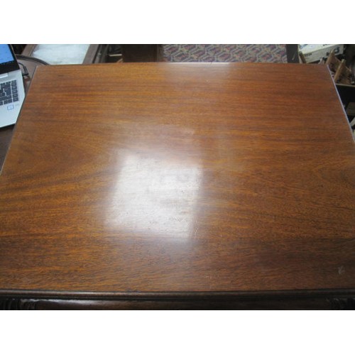 51 - Pair of mahogany coffee tables, rectangular tops, on carved cabriole legs with ball and claw feet. H... 