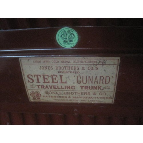 104 - Vintage Steel/Alloy Steamer Trunk (marked Cunard)