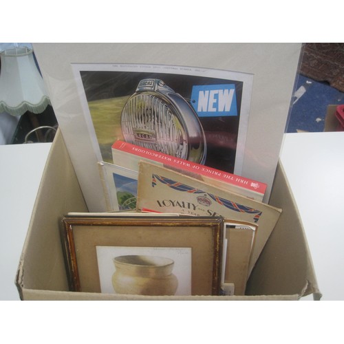 215 - A mixed assortment of ephemera (contained in a vintage suitcase and a cardboard box), including Wimb... 